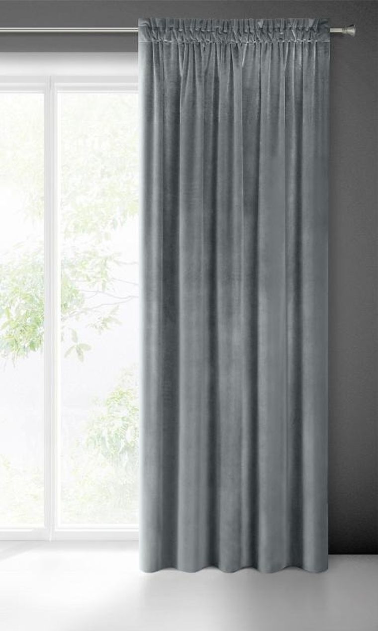 Eurofirany, zasłona zaciemniająca gotowa, na taśmie, Samanta, 140-270 cm, grafitowy