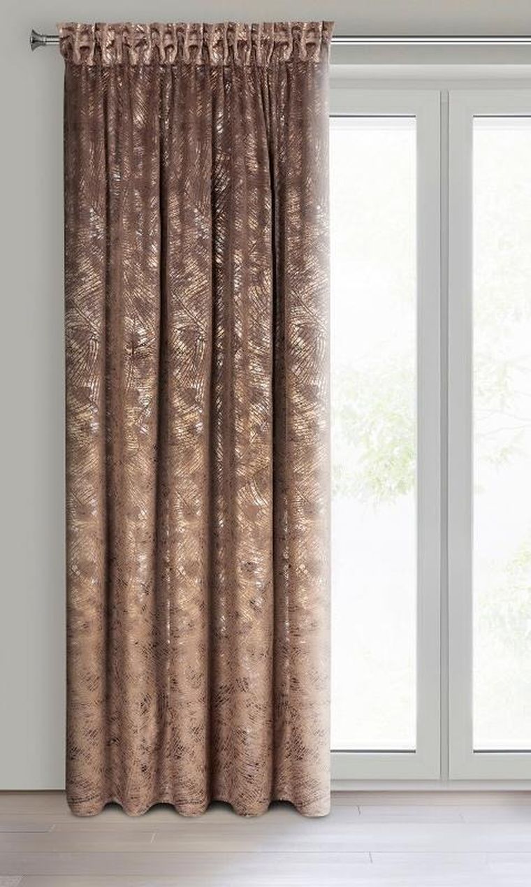 Eurofirany, zasłona zaciemniająca gotowa, na taśmie, Tulia, 135-270 cm, brązowy