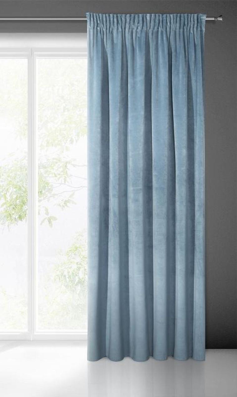 Eurofirany, zasłona zaciemniająca gotowa, na taśmie, Villa, 140-270 cm, niebieski