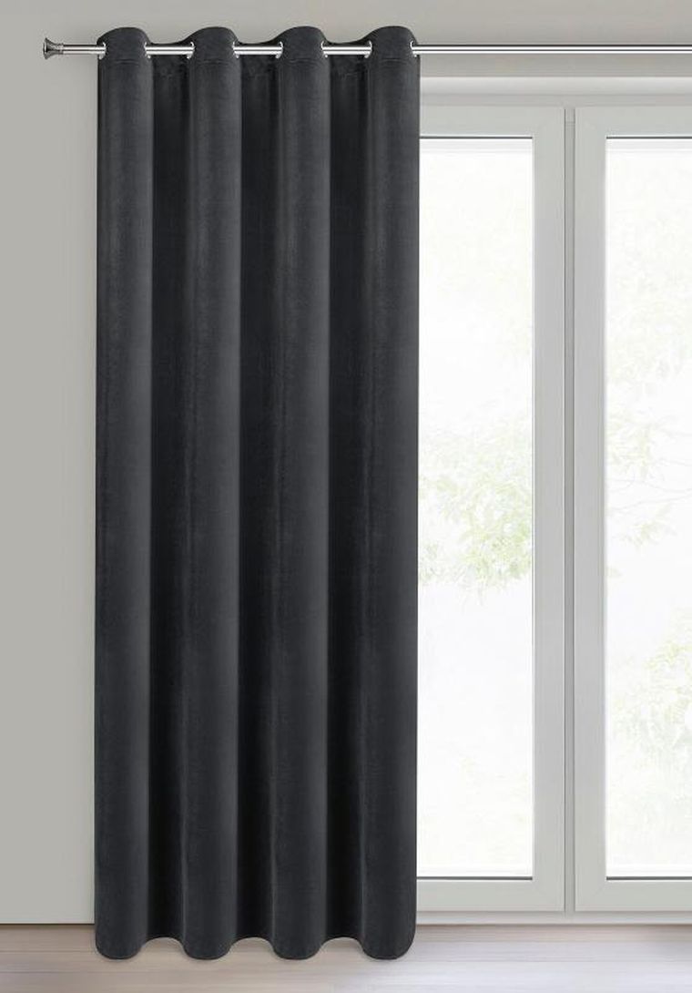 Eurofirany, zasłona zaciemniająca gotowa, Nita, 140-250 cm, czarny