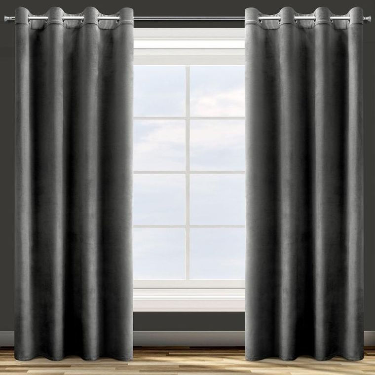 Eurofirany, zasłona zaciemniająca gotowa, Rosa, 140-250 cm, czarny