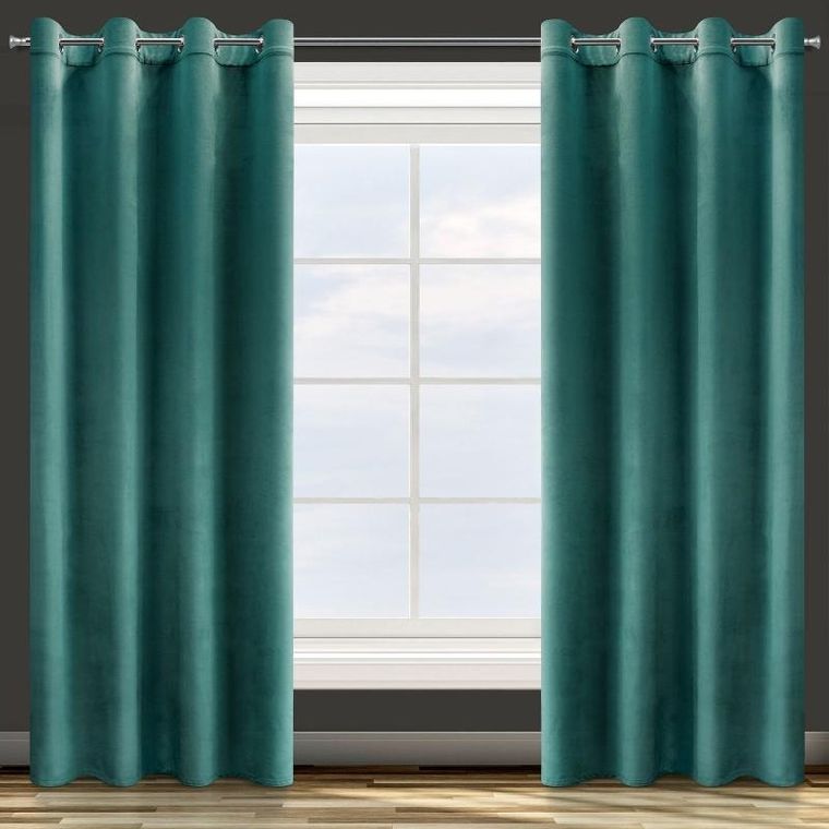 Eurofirany, zasłona zaciemniająca gotowa, Rosa, 140-250 cm, turkusowy