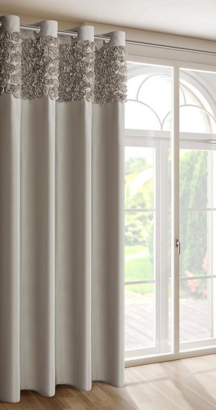 Eurofirany, zasłona zaciemniająca gotowa, Roses, na taśmie, 140-250 cm, beżowy