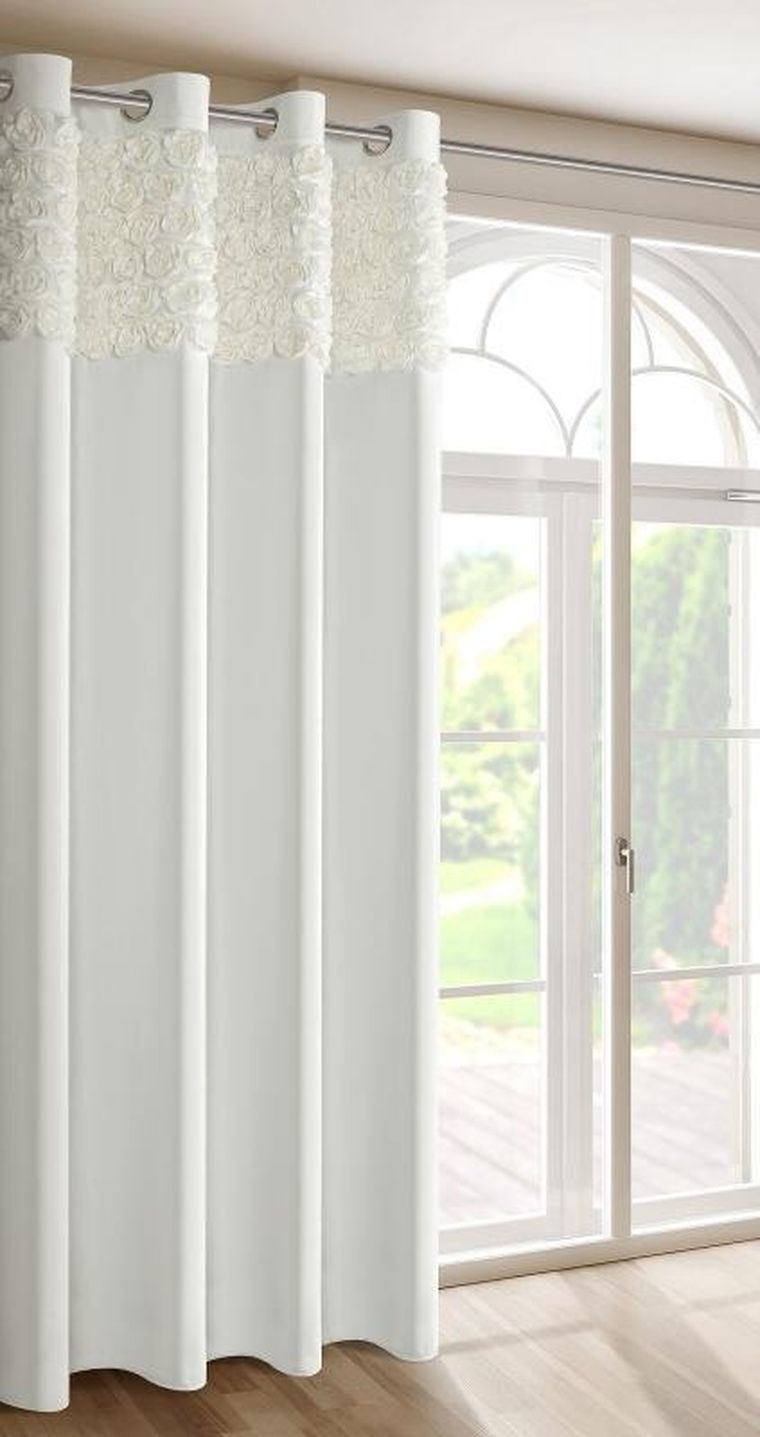 Eurofirany, zasłona zaciemniająca gotowa, Roses, na taśmie, 140-250 cm, kremowy