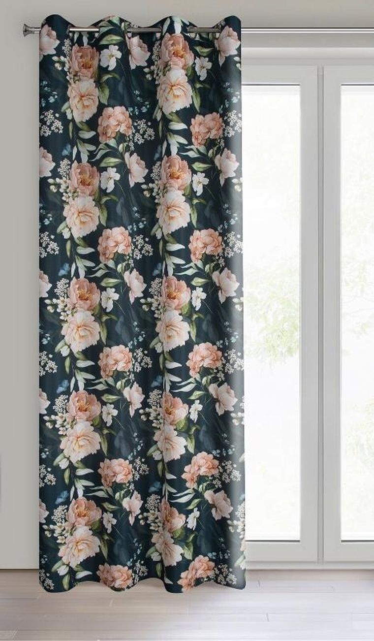 Eurofirany, zasłona zaciemniająca gotowa, Salma, czarny, 140-270 cm