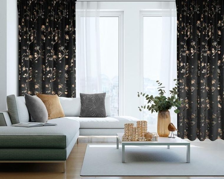 Eurofirany, zasłona zaciemniająca gotowa, Selena, na taśmie, 140-270 cm, czarny