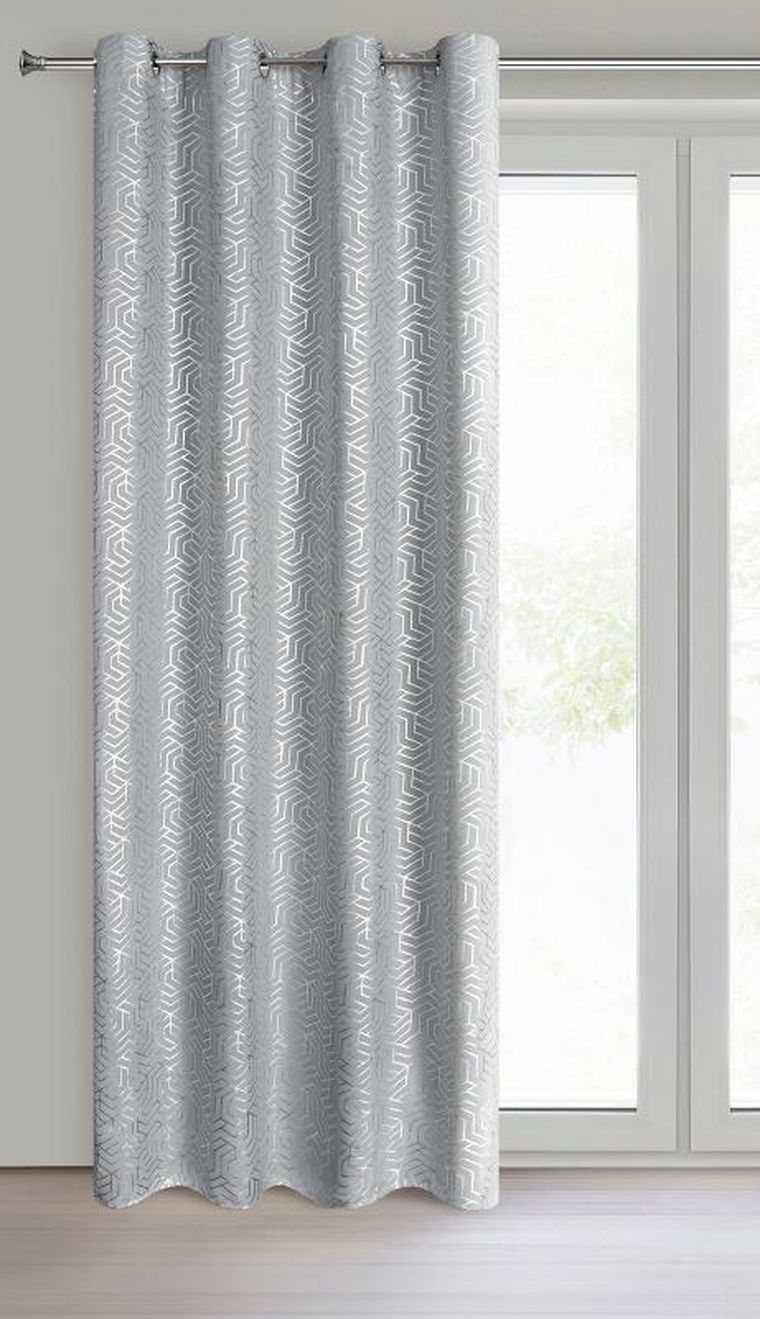 Eurofirany, zasłona zaciemniająca gotowa, Semi, 140-250 cm, srebrny