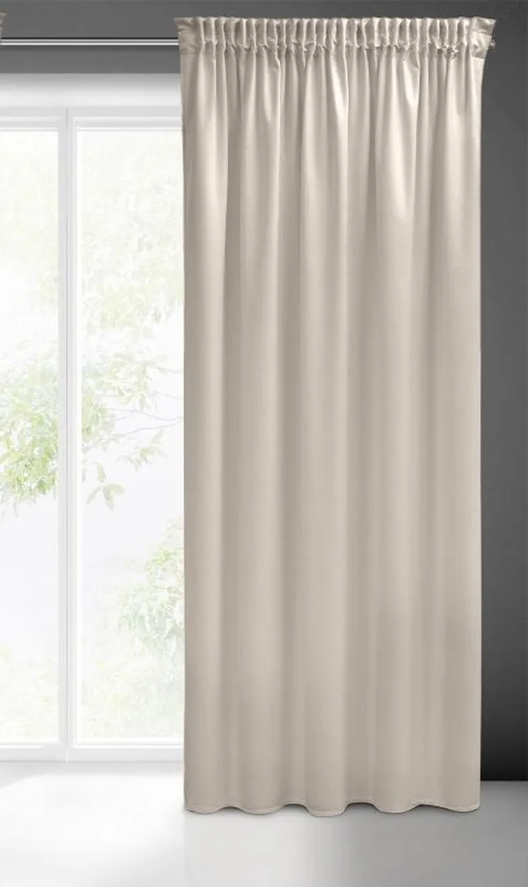 Eurofirany, zasłona zaciemniająca gotowa, Sibel, na taśmie, 140-270 cm, beżowy