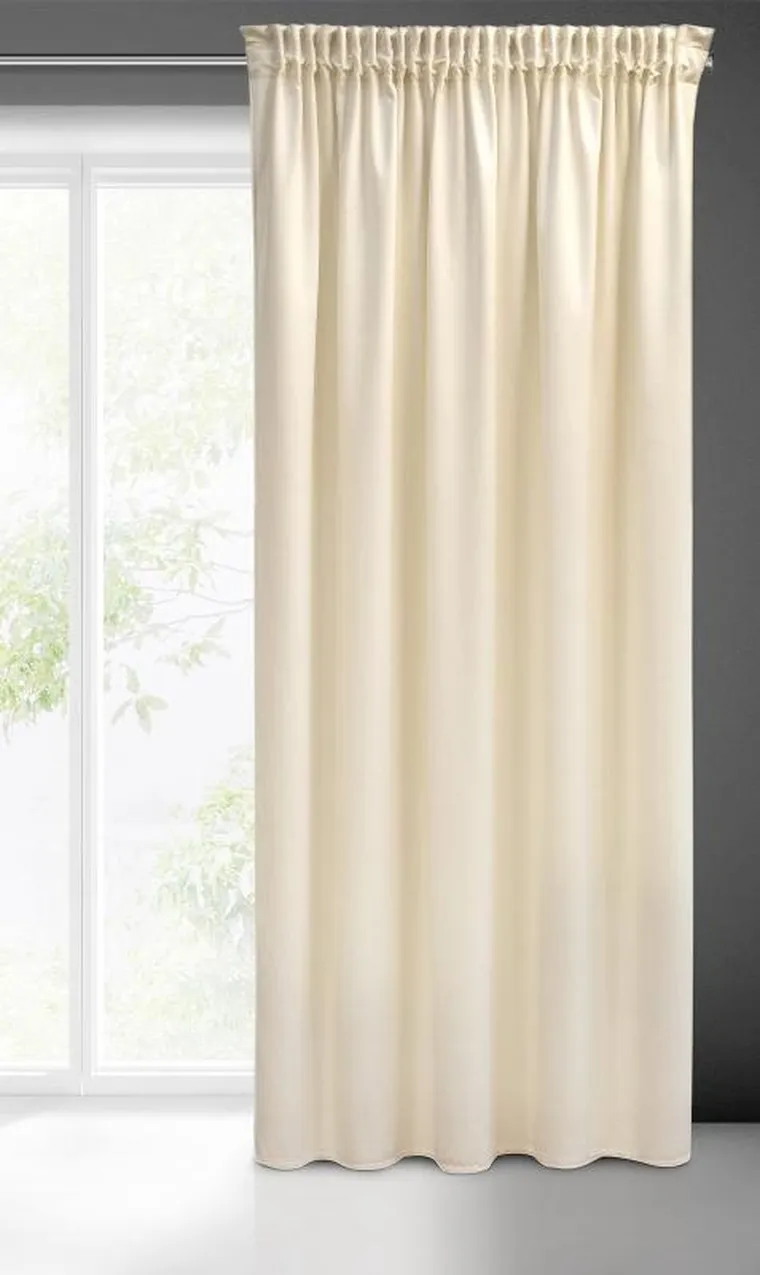 Eurofirany, zasłona zaciemniająca gotowa, Sibel, na taśmie, 140-270 cm, kremowy