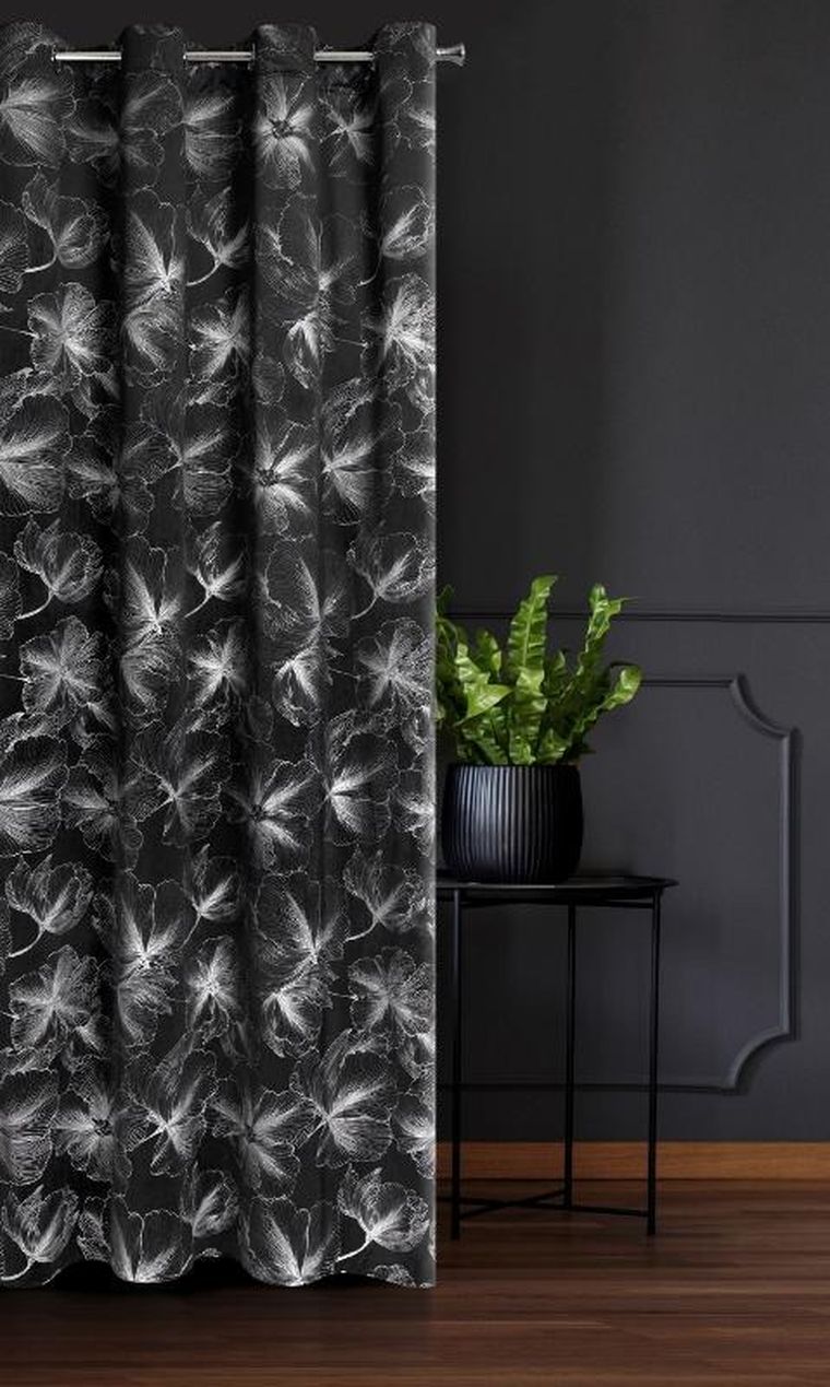 Eurofirany, zasłona zaciemniająca gotowa, stella, 140-250 cm, czarny