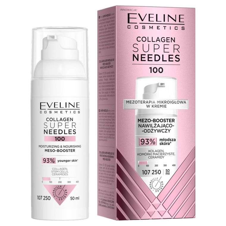 Eveline, collagen super needles 100 mezo, booster nawilżająco odżywczy, 50 ml
