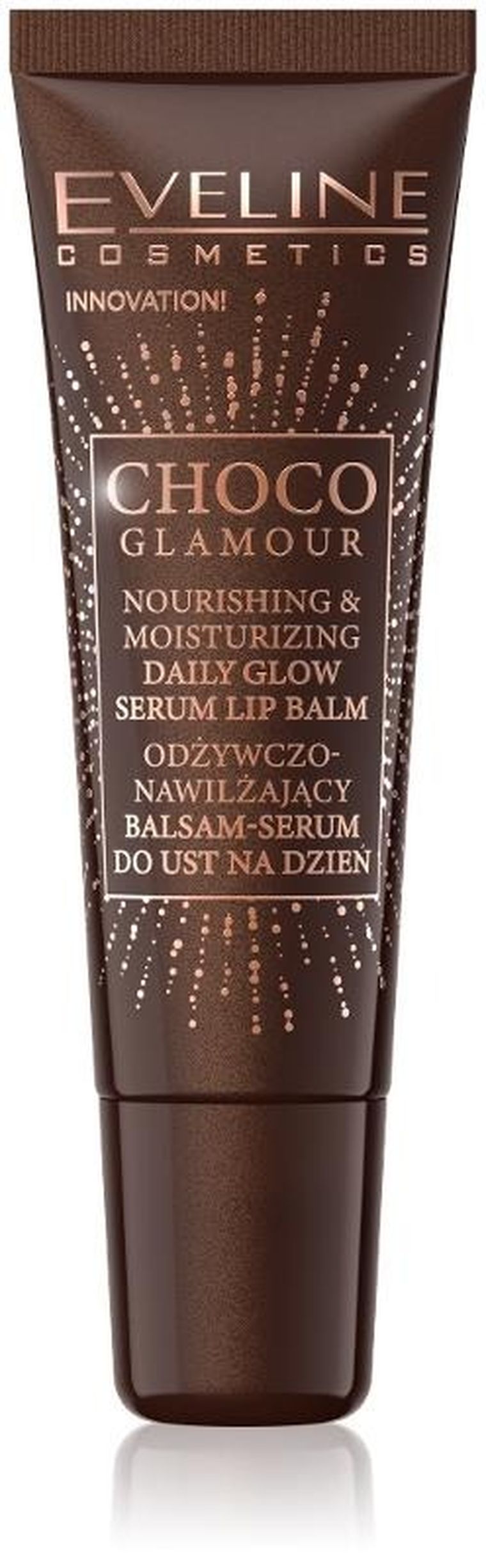 Eveline Cosmetics, Choco Glamour, odżywczo-nawilżający balsam-serum do ust na dzień, 12 ml