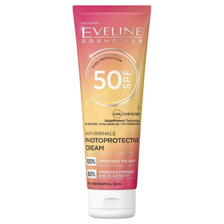 Eveline Cosmetics, przeciwzmarszczkowy krem fotoochronny SPF50, 30 ml