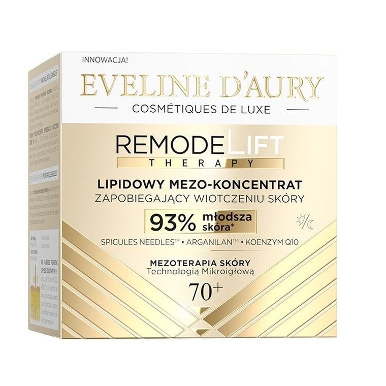 Eveline, D'Aury Remodelift Therapy, lipidowy mezo-koncentrat zapobiegający wiotczeniu skóry 70+ na dzień i noc, 50 ml