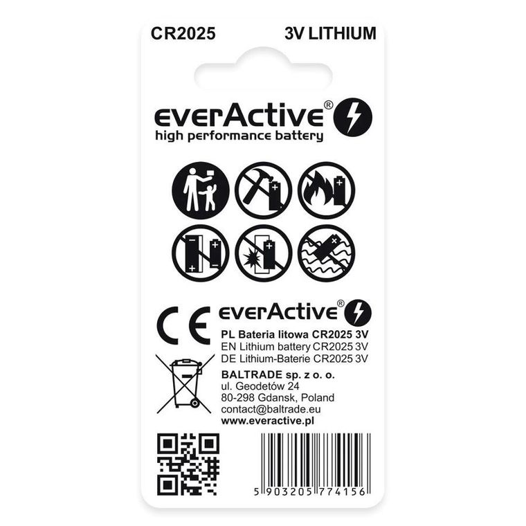 Everactive, baterie litowe, CR2025, 2 szt.