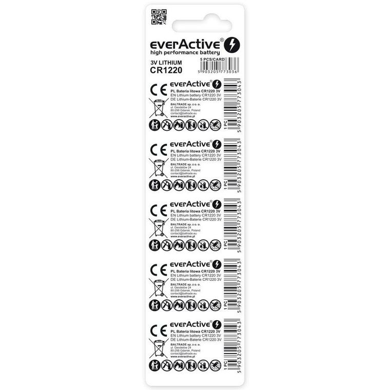 Everactive, baterie litowe mini, CR1220, 5 szt.