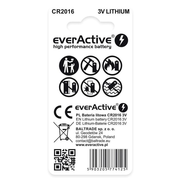 Everactive, baterie litowe mini, CR20162BL