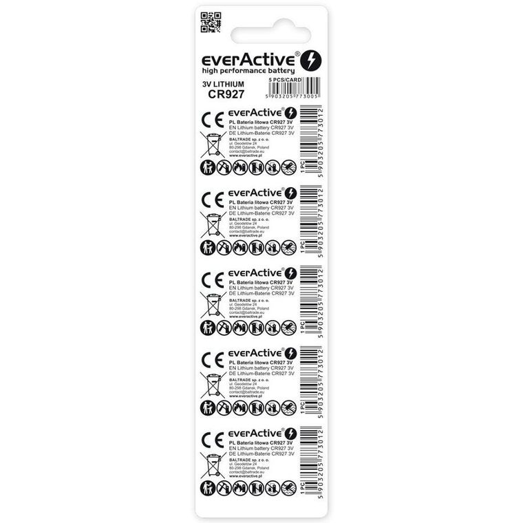 Everactive, baterie litowe mini, CR927, 5 szt.