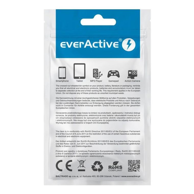 EverActive, kabel zasilający, CBB-1CB, USB, USB typu C, 1M, czarny