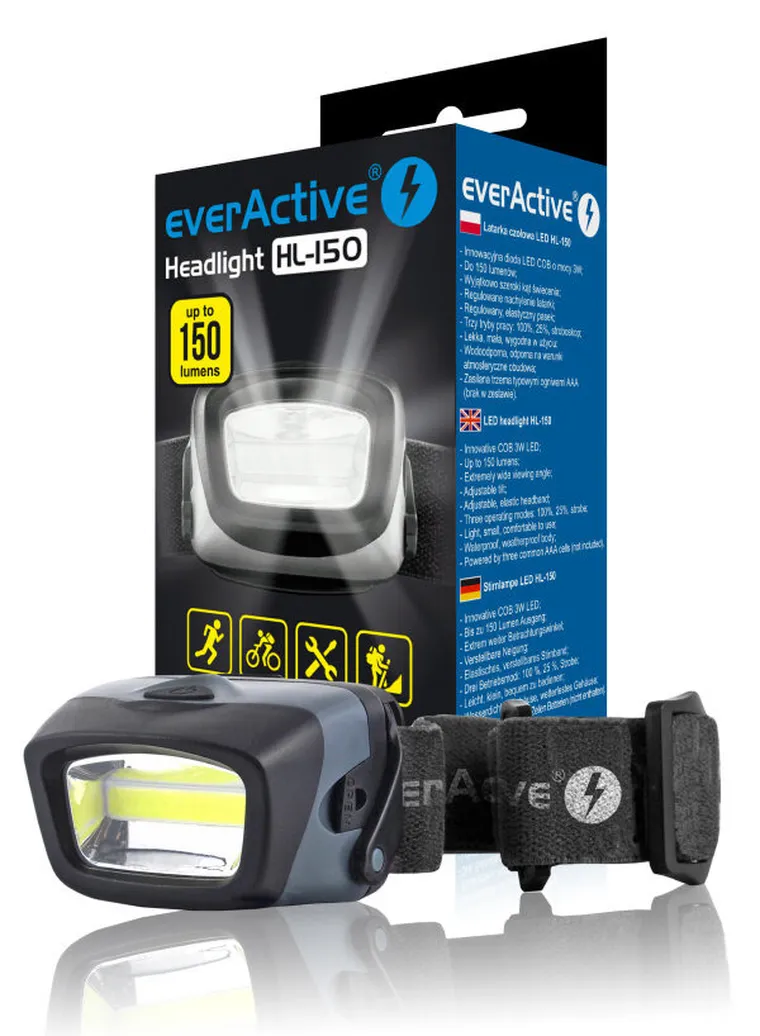 EverActive, latarka czołowa, diodowa, 150 lumenów, HL150