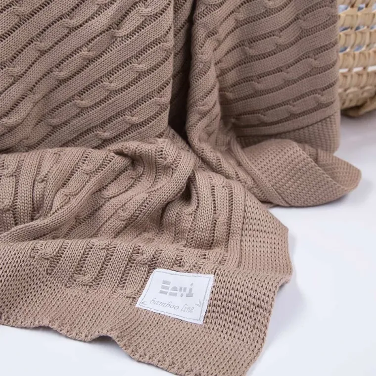 Ewa Klucze Eevi, Warkocz, koc bambusowy, beż, 100-75 cm