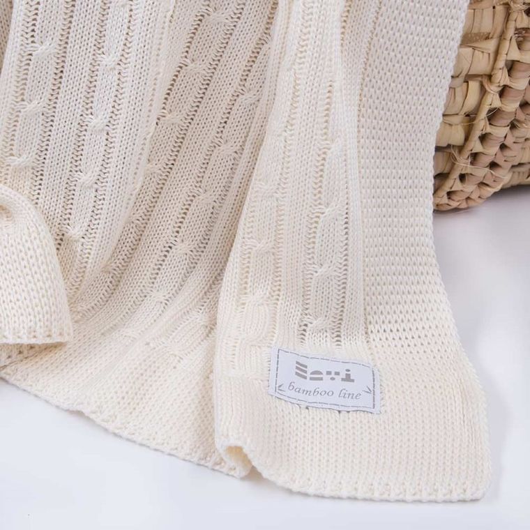 Ewa Klucze Eevi, Warkocz, koc bambusowy, ecru, 100-75 cm