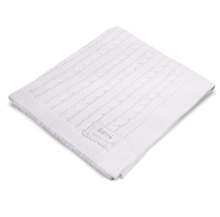 Ewa Klucze Eevi, Warkocz, koc bambusowy w pudełku, biały, 100-75 cm