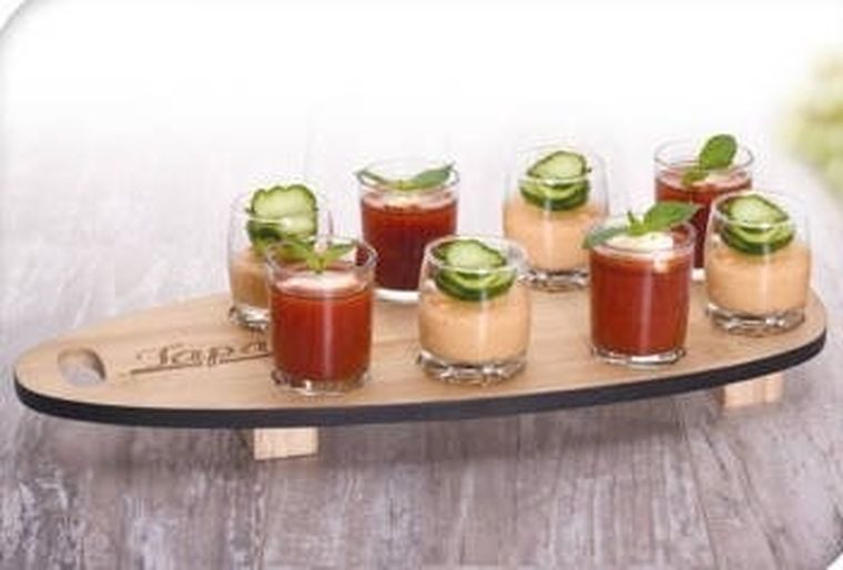 Excellent Houseware, 8 szklanek na bambusowej tacy