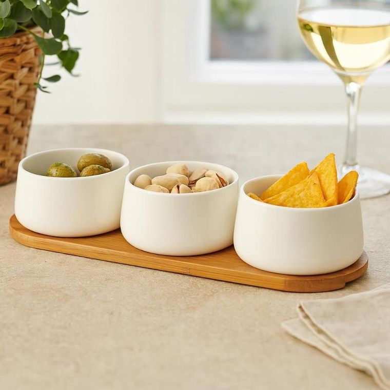 Excellent Houseware, Aperio, zestaw porcelanowych miseczek na dipyba,busowa taca, 200 ml, 3 szt.