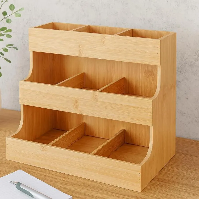 Excellent Houseware, bambusowy organizer kuchenny, 26,3-16,5-24 cm