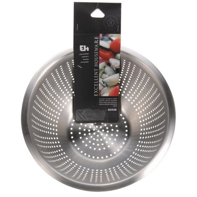 Excellent Houseware, cedzak kuchenny, durszlak stalowy, 24 cm