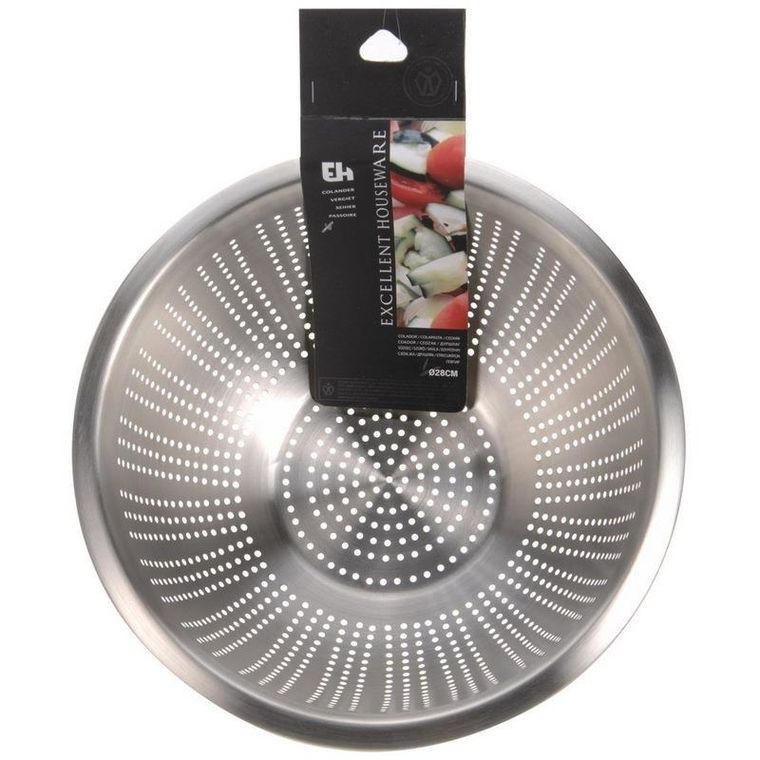 Excellent Houseware, cedzak kuchenny, durszlak stalowy, 28 cm