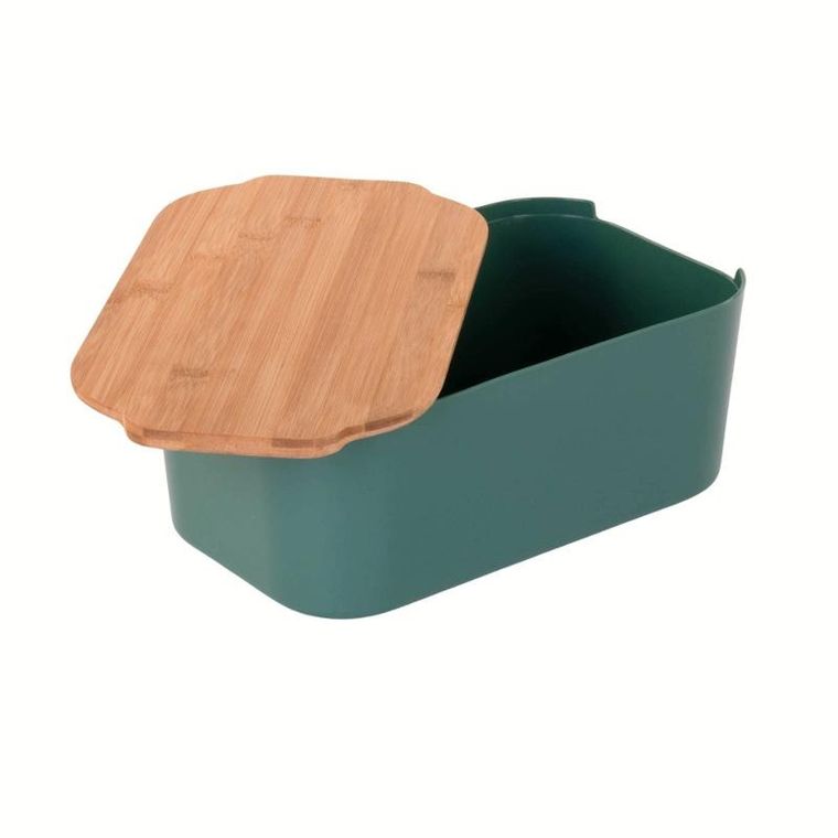 Excellent Houseware, chlebak z bambusową pokrywką, 33-18,5-12 cm