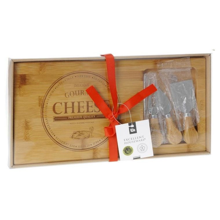Excellent Houseware, deska do serów, bambusowa, noże do sera, zestaw