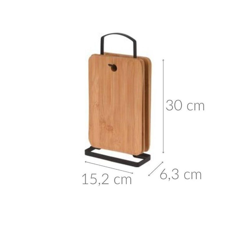 Excellent Houseware, deski do krojenia, bambusowe, na stojaku, 6 szt.