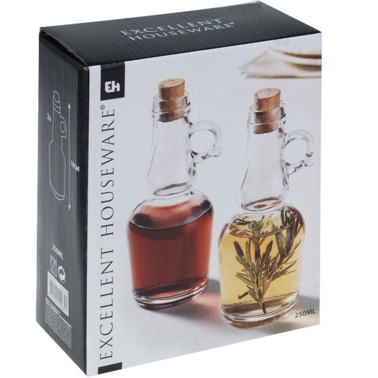 Excellent Houseware, dozownik na oliwę i ocet, zestaw 2 butelek, 250 ml
