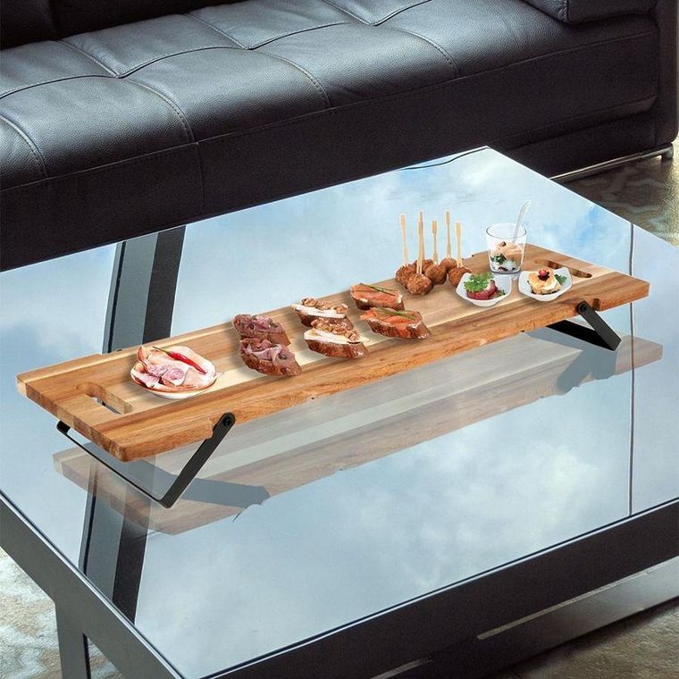 Excellent Houseware, drewniana deska do serwowania, na składanych nóżkach, 67.5-19,3-7.5 cm