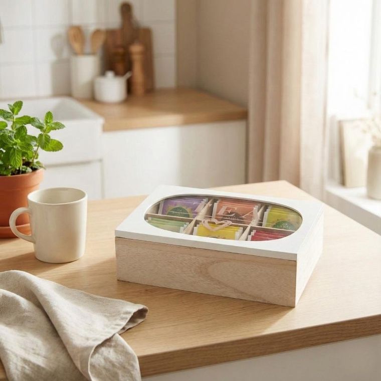 Excellent Houseware, herbaciarka ze szklanym wiekiem, Zen, 24-16,5-7 cm