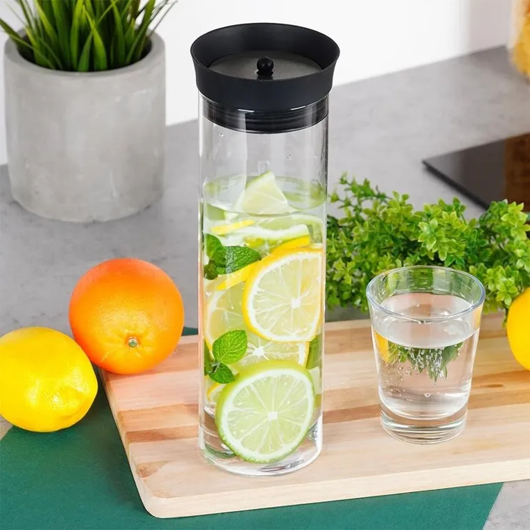 Excellent Houseware, karafka szklana z pokrywką, 1l