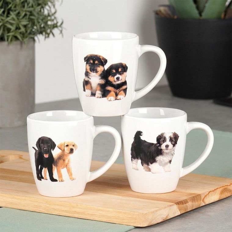 Excellent Houseware, kubki ceramiczne, 220 ml, 3 szt.