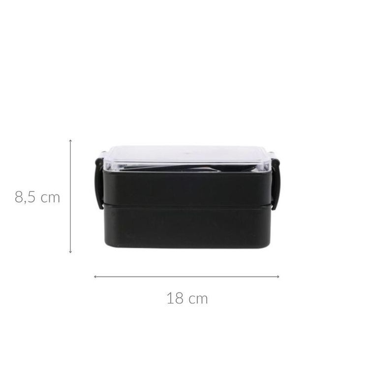Excellent Houseware, lunchbox, dwukomorowy, antracytowy, 18-10-8,5 cm