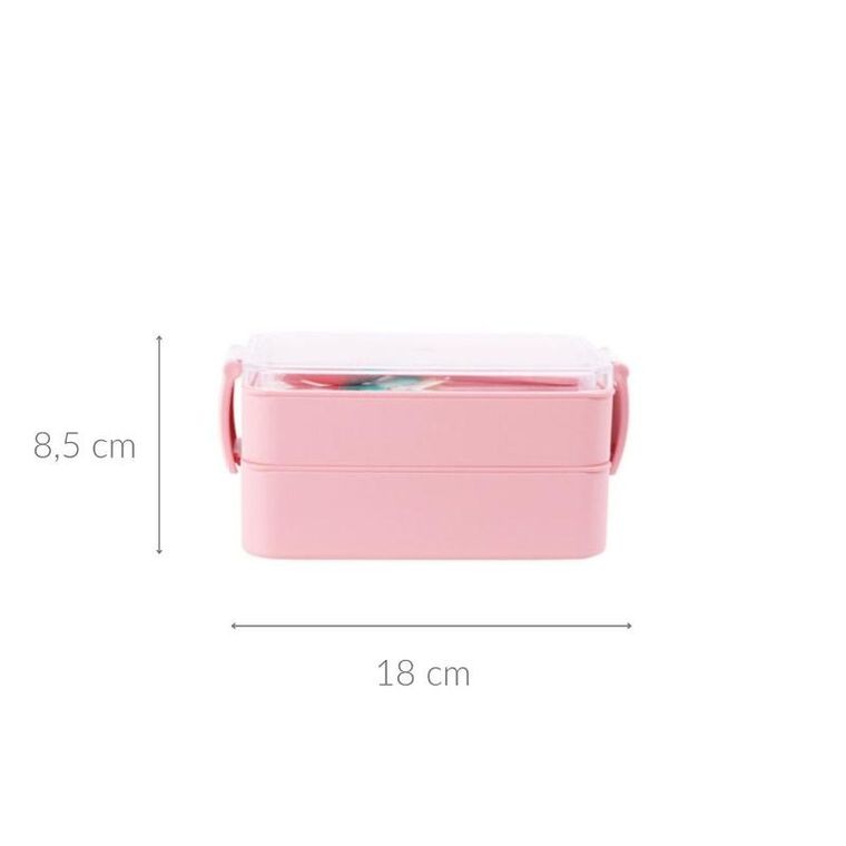 Excellent Houseware, lunchbox, dwukomorowy, różowy, 18-10-8,5 cm