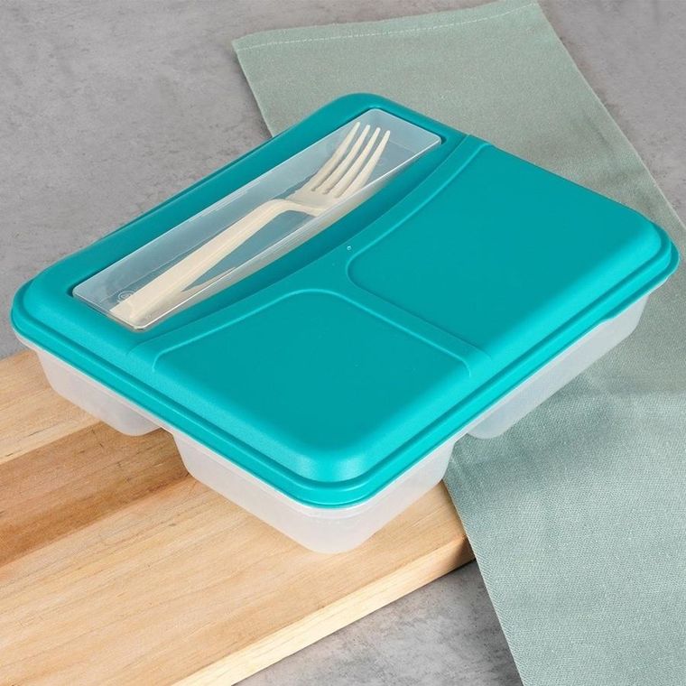 Excellent Houseware, lunchbox dzielony ze sztućcami, 1.3 l