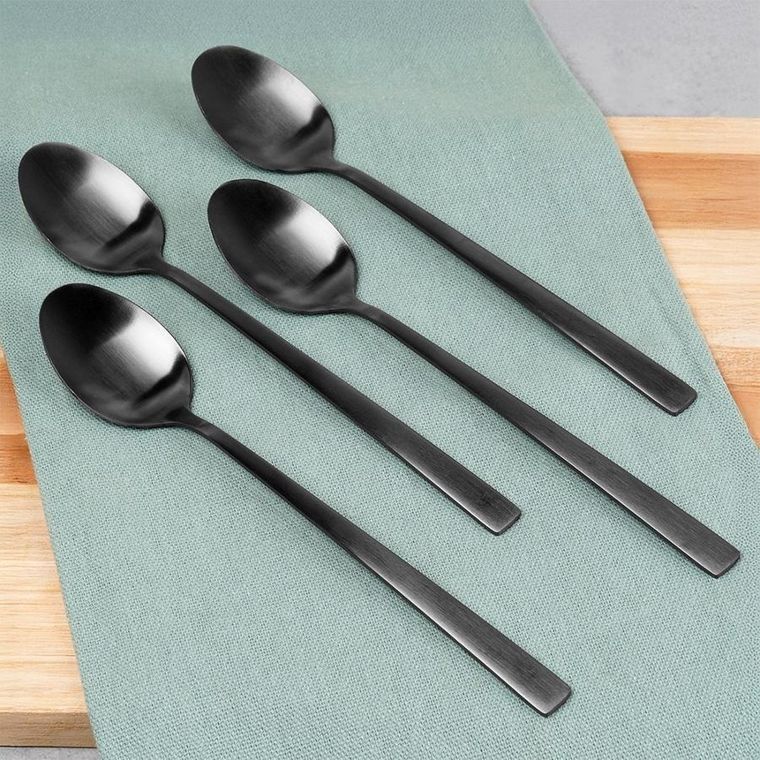 Excellent Houseware, łyżeczki koktajlowe, stalowe, czarne, 4 szt.