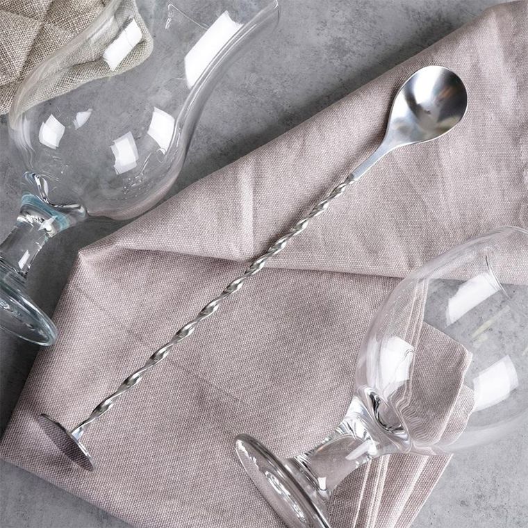 Excellent Houseware, łyżka barmańska do drinków i koktajli, stalowa, 28 cm