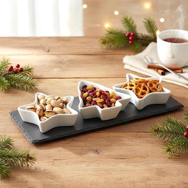 Excellent Houseware, miseczki na przekąski, na tacy, porcelanowe, 4 elementy