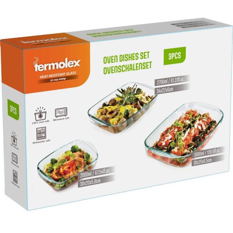 Excellent Houseware, naczynia do zapiekania z hartowanego szkła, 3 szt.