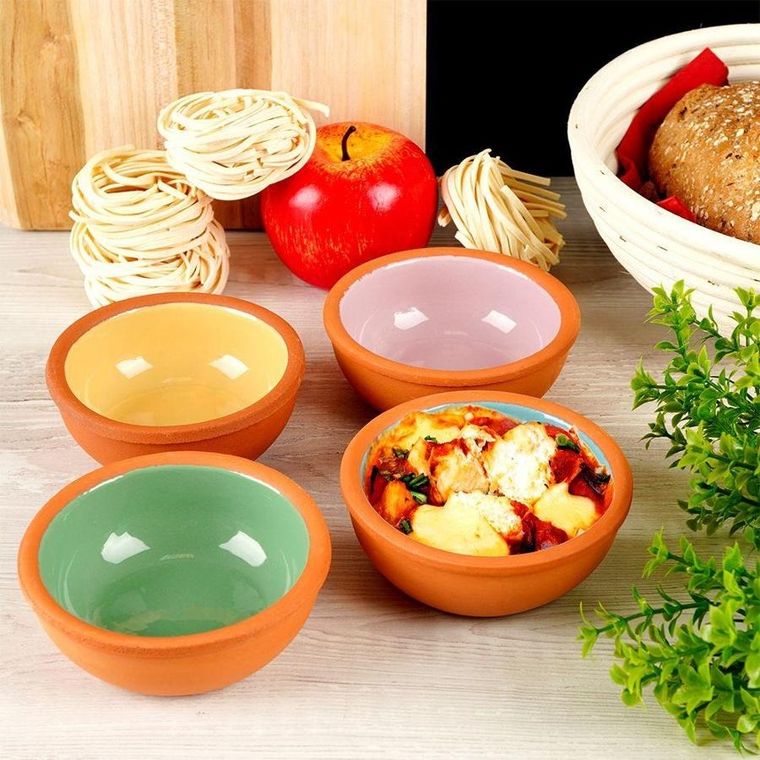 Excellent Houseware, naczynie do zapiekania, kamionkowa kokilka, 140 ml, 4 szt.