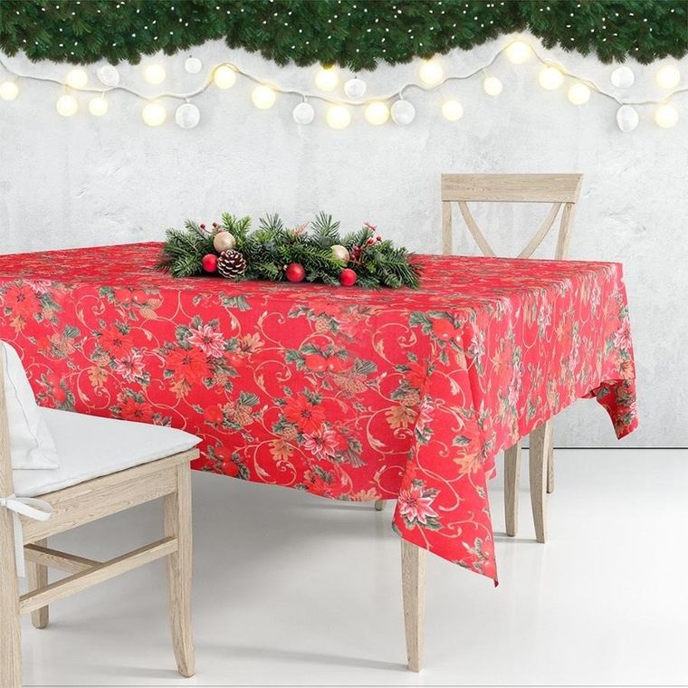 Excellent Houseware, obrus świąteczny plamoodporny, 180-130 cm