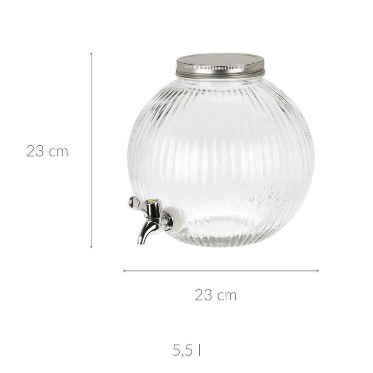 Excellent Houseware, okrągły dyspenser do wody, szklany, 5500 ml